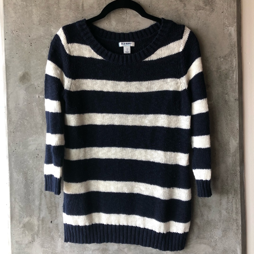 Navy and Cream Striped Sweater